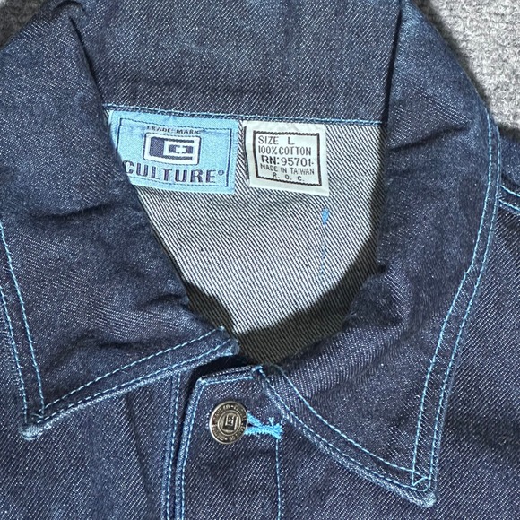 Y2K Vintage Culture Denim Jacket Dark Blue Workwear 100% Cotton Taiwan Size‎ L - Picture 5 of 10